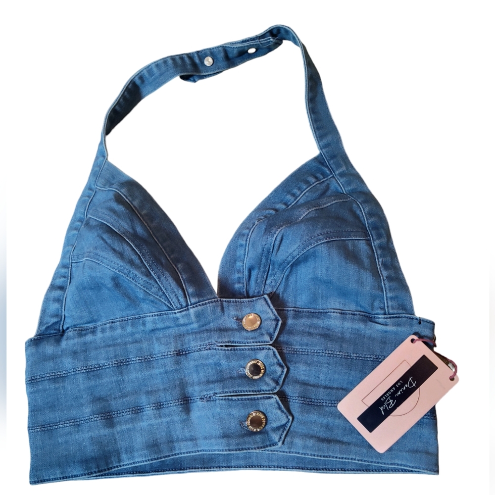 Denim halter Crop top